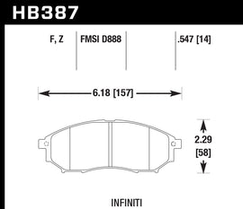 HAWK BRAKE HB387F.547 Street Brake Pads Front Infiniti HPS