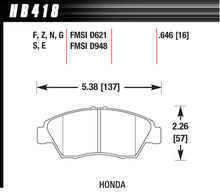 Load image into Gallery viewer, HAWK BRAKE HB418N.646 Hawk Brake Crossover HP+ Front Brake Pads for 1993-2015 Honda Civic - Part HB418N.646