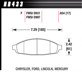 HAWK BRAKE HB433F.654 Hawk Brake HB433F.654 HPS High Torque Front Brake Pads for Select 2003-2011 Ford Vehicles, Set of 4