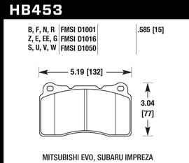 HAWK BRAKE HB453B.585 Hawk Brake HPS 5.0 Compound Front Brake Pads for EVO and Impreza - Set of 4