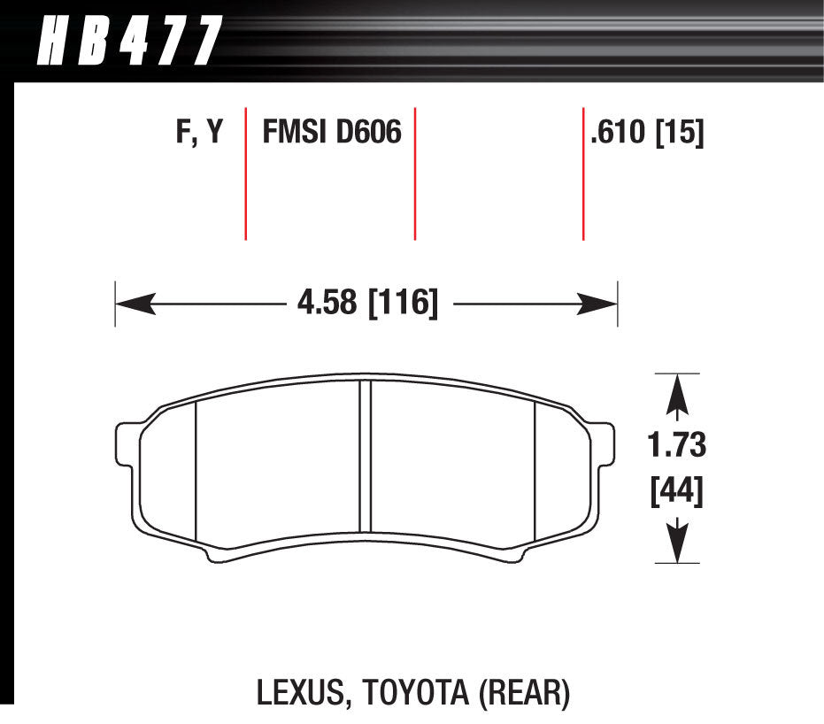 HAWK BRAKE HB477F.610 Hawk Brake Performance Street HPS Rear Brake Pads for Toyota Midsize SUVs – Part HB477F.610