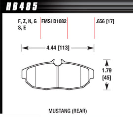 HAWK BRAKE HB485G656 Brake Pad Set 05 Mustang Rear DTC70