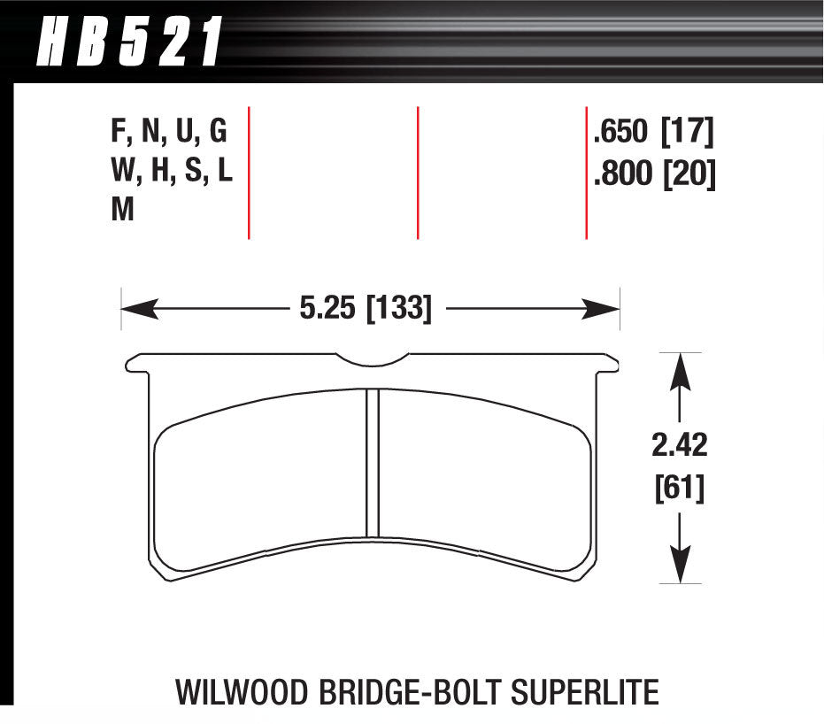 HAWK BRAKE HB521G800 SL Bridgebolt DTC-60
