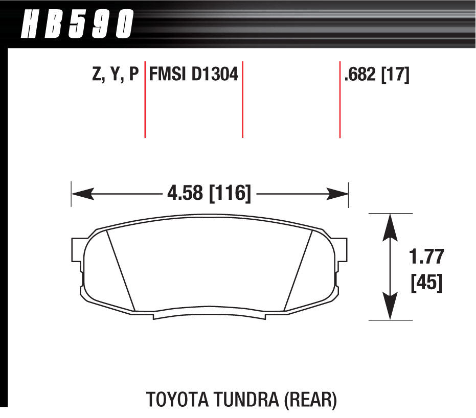 HAWK BRAKE HB590Y.682 Hawk Brake Performance Street LTS Brake Pads Set for Toyota Sequoia 2007-2022 - Front and Rear