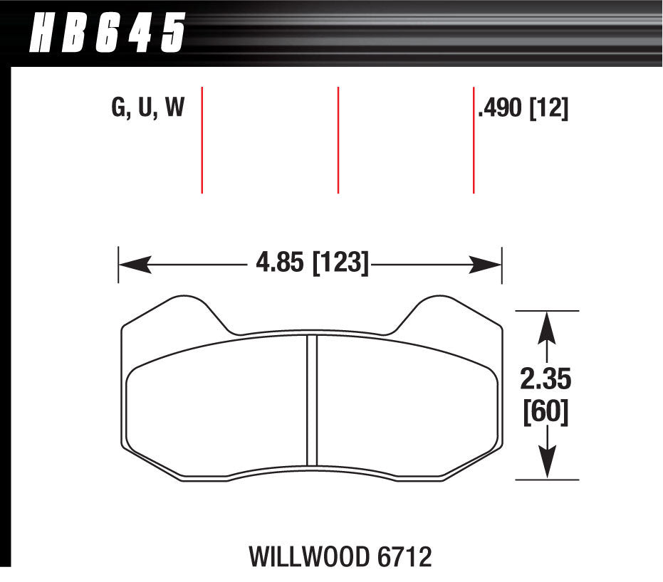 HAWK BRAKE HB645W490 BRAKE PAD DYNAPRO 6 FRONT AND REAR DTC-30