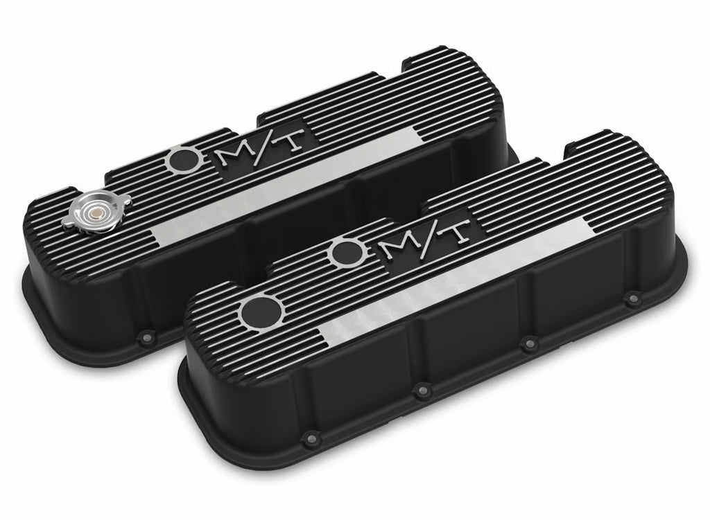 HOLLEY 241-152 Holley BBC Tall M/T Valve Cover Set for Big Block Chevy - Aluminum with Black Powder Coat Finish