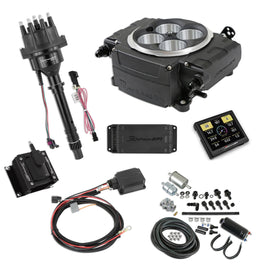HOLLEY 550-511-3PK-SBC Holley Sniper 2 EFI Master Kit for Small Block Chevy with Square Bore Throttle Body and 3.5-inch Touch Screen - Black Aluminum Finish