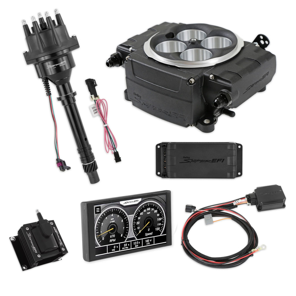 HOLLEY 550-511-5PX-SBC Holley Sniper 2 EFI Throttle Body Kit for Small Block Chevy, 5-inch Touch Screen, Aluminum with Black Powder Coat - Part #550-511-5PX-SBC