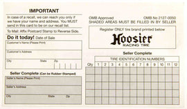 HOOSIER CIM200 Hoosier Registration Card