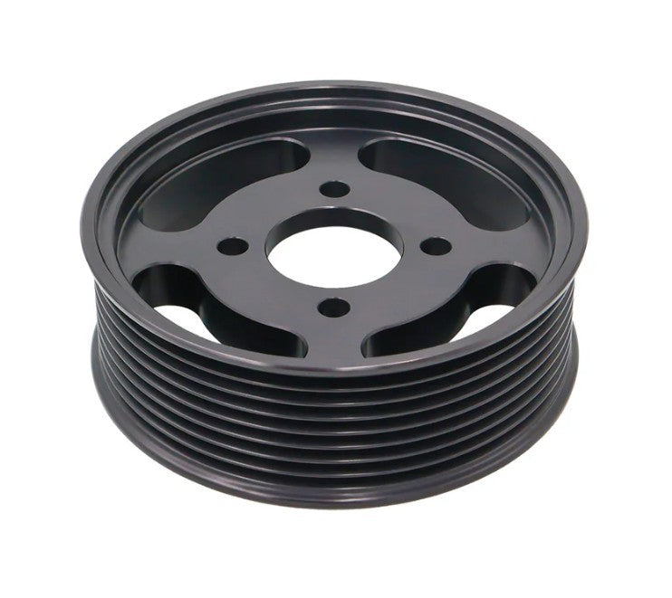 ICT BILLET PUL-SC8-390 ICT Billet 8 Rib Supercharger Pulley for Magnuson 2.3L — 3.90-inch Diameter, Aluminum Black Anodized