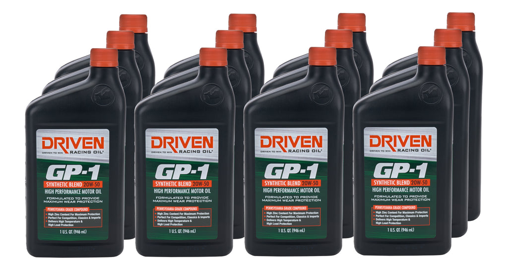 DRIVEN RACING OIL 19506-12 GP-1 20w50 SemiSynthetic Case 12 x 1 Quart