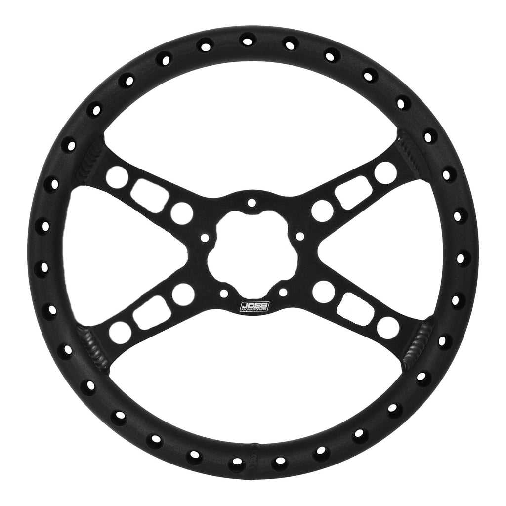 JOES RACING PRODUCTS 13460 JOES Racing Products 13460 13-Inch Flat Lightweight Aluminum Steering Wheel with Drilled Grip in Black Anodized Finish