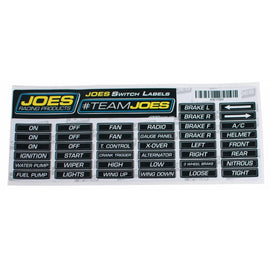 JOES RACING PRODUCTS 17501 JOES Switch Panel Labels