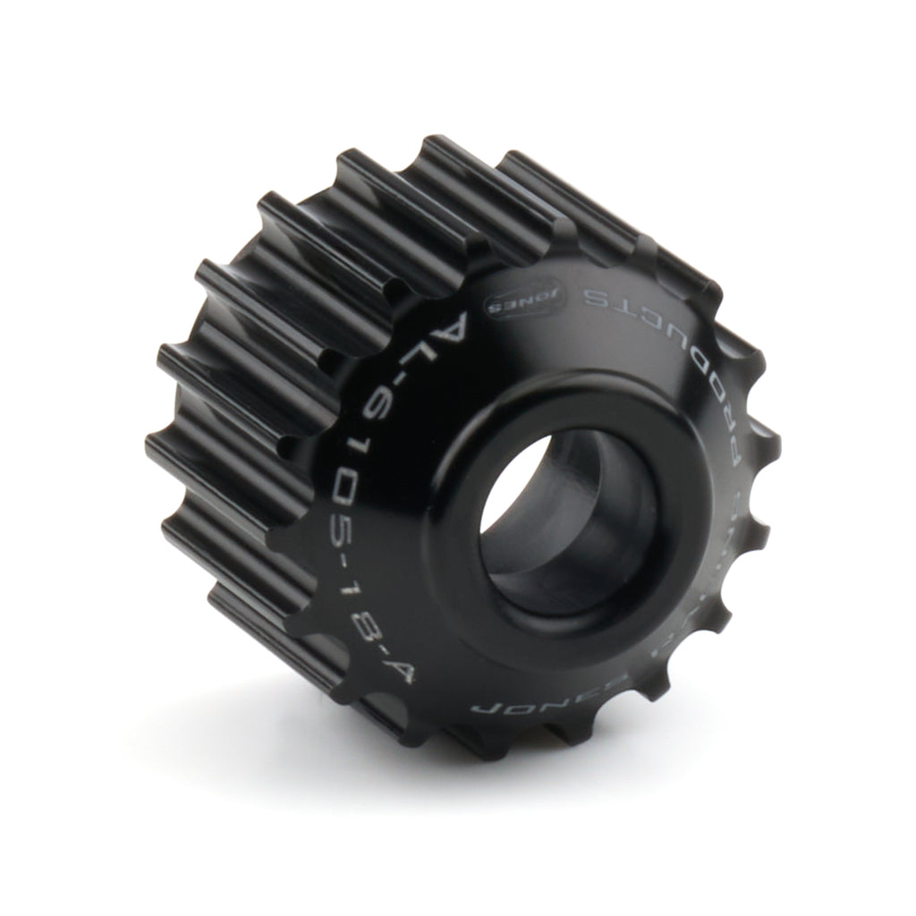 JONES RACING PRODUCTS AL-6105-18-A Jones Racing Products Alternator Drive Pulley 18 Tooth HTD with 1 Inch Width and 15mm Shaft – Aluminum Black Anodized