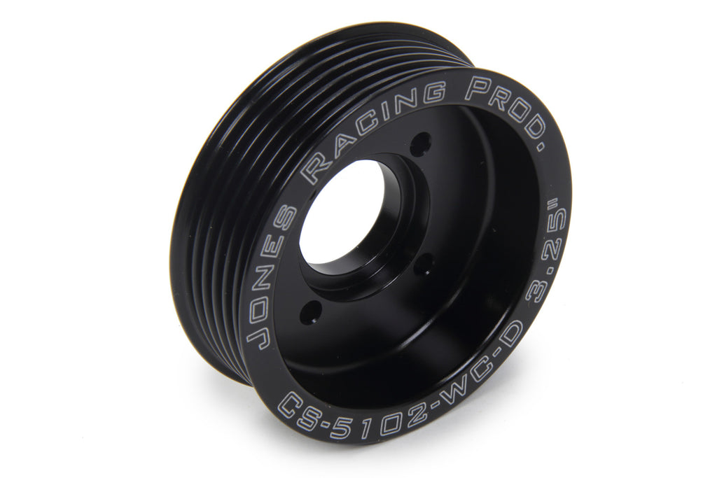 JONES RACING PRODUCTS CS-5102-WC-D Jones Racing Products Crankshaft Pulley with 3.25-inch Diameter - 6-Rib Serpentine Drive - Aluminum, Black Anodized (Part CS-5102-WC-D)