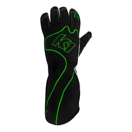 K1 RACEGEAR 13-RS1-V-XS Gloves Karting RS1 Youth X-Small Black/Green