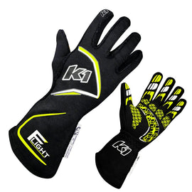 K1 RACEGEAR 23-FLT-NFY-M Gloves Flight Medium Black-Flo Yellow