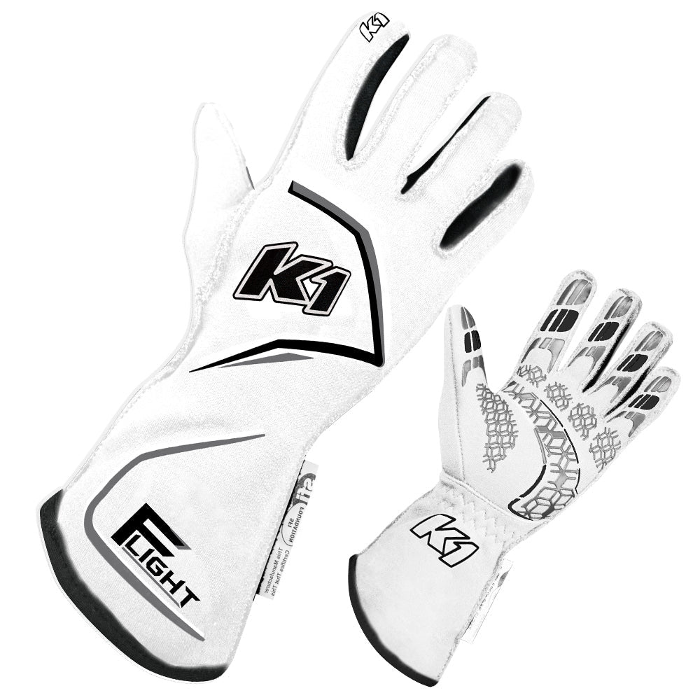 K1 RACEGEAR 23-FLT-WG-L Gloves Flight Large White