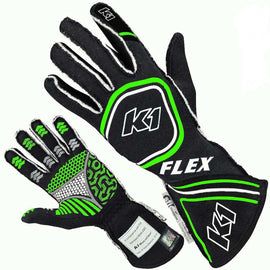 K1 RACEGEAR 23-FLX-NFV-L Glove Flex Large Black / Flo Green SFI / FIA