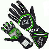 K1 RACEGEAR 23-FLX-NFV-M Glove Flex Medium Black / Flo Green SFI / FIA