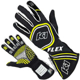 K1 RACEGEAR 23-FLX-NFY-M Glove Flex Medium Black / Flo Yellow SFI / FIA