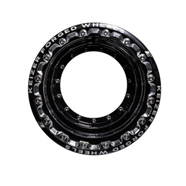 KEIZER ALUMINUM WHEELS, INC. 158FBLB Keizer Aluminum Wheels 158FBLB Outer Wheel Half for 15x8 Beadlock Aluminum Wheel - Black Powder Coat Finish