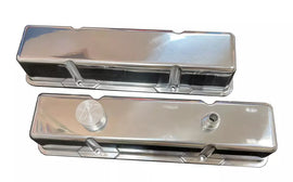 KEVKO OIL PANS & COMPONENTS VC203-2 SBC Polished Cast-Alm. Blank Valve Cover Set