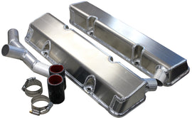 KEVKO OIL PANS & COMPONENTS VC208-5CO1 SBC Fab Valve Cover Set Sgl Crossover Breather