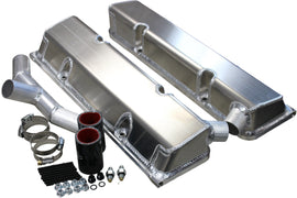 KEVKO OIL PANS & COMPONENTS VC208WO-5CO1 SBC Fab Valve Cover Set Sgl Crossover Breathe