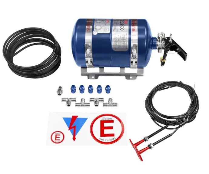LIFELINE USA 106-001-014 LIFELINE USA Fire Suppression System Zero 2020 - 3.0 L Bottle Kit with Fittings, Pull Cable, and Mount