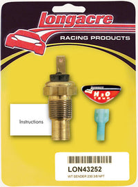 LONGACRE 52-43252 Water Temp Sender 3/8in. NPT 230 Deg