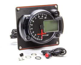 LONGACRE 52-44479 Tach 4in Data Logging Blk w/Blk Alum Panel