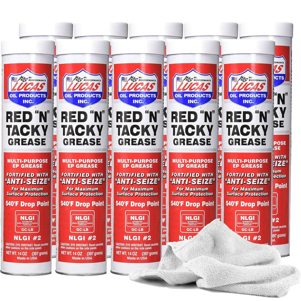 LUCAS OIL 10005-10 Red-N-Tacky Grease Case 10 x 14oz Cartridge