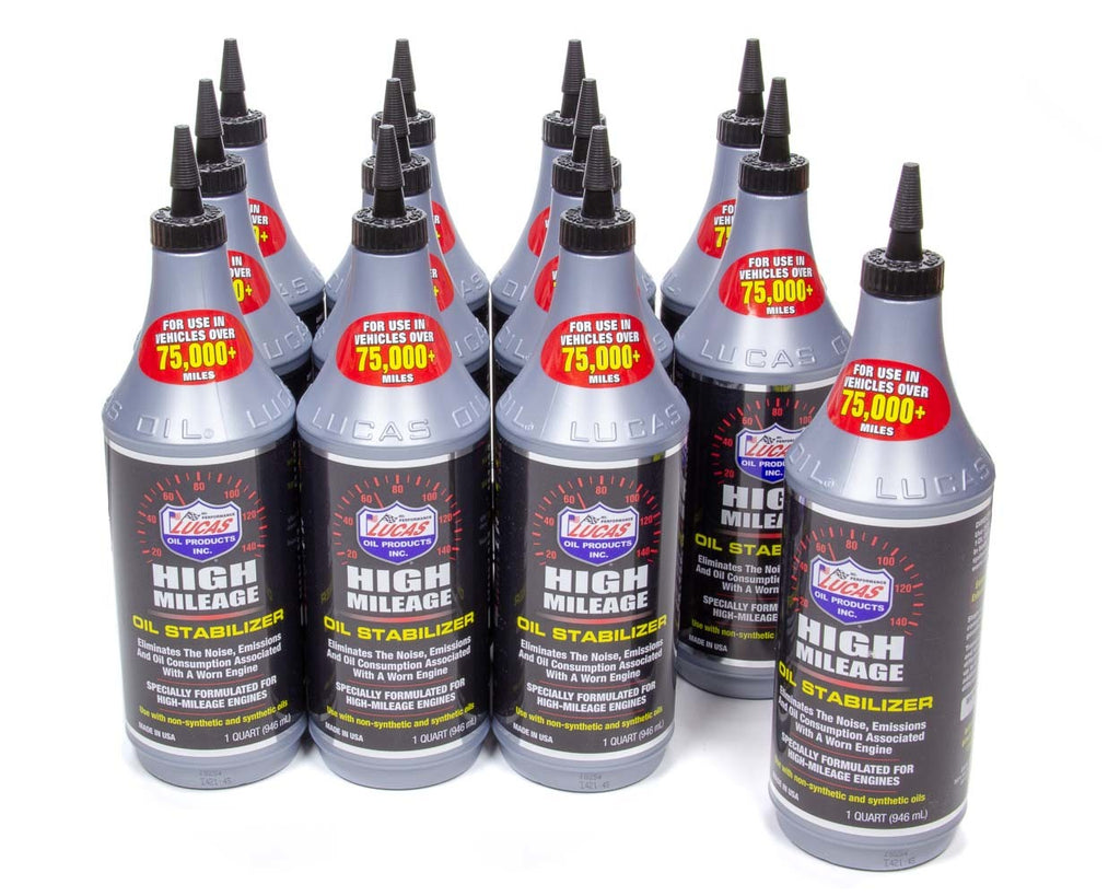 LUCAS OIL 10118-12 High Mileage Oil Stabili zer Case 12 x 1 Qt.