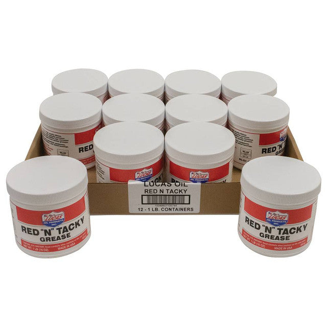 LUCAS OIL 10574-12 Red N Tacky Grease Case 12 x 1lb Tubs