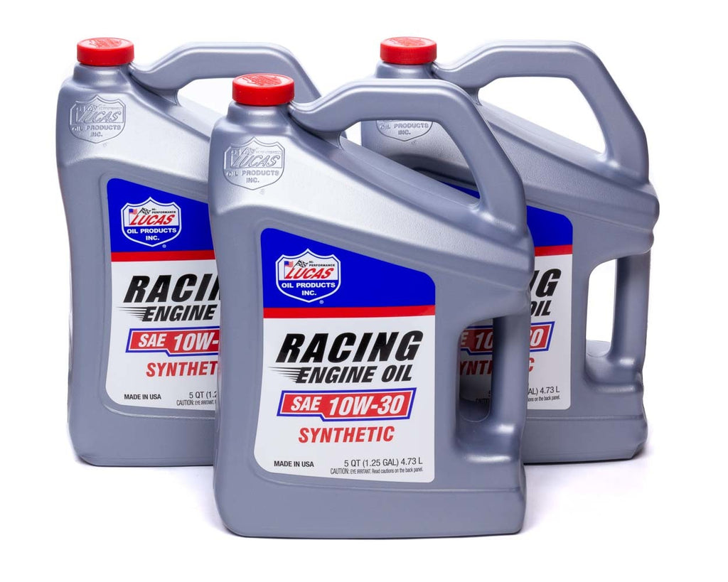 LUCAS OIL 10611-3 Synthetic Racing Oil 10w 30 Case 3 x 5qt Bottle