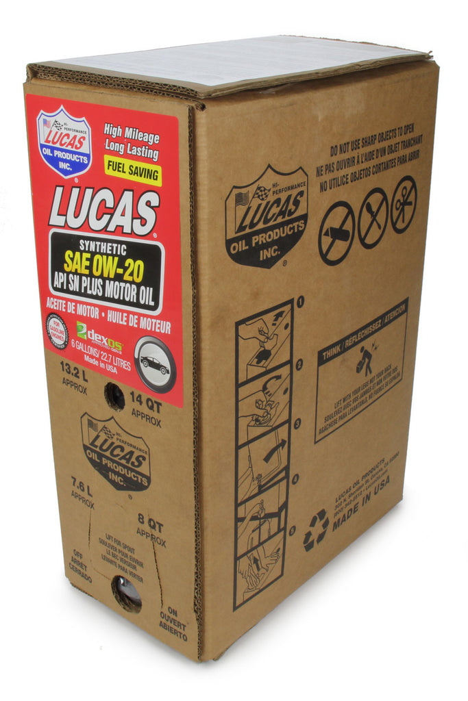 LUCAS OIL 18003 Synthetic SAE 0W20 Oil 6 Gallon Bag In Box Dexos