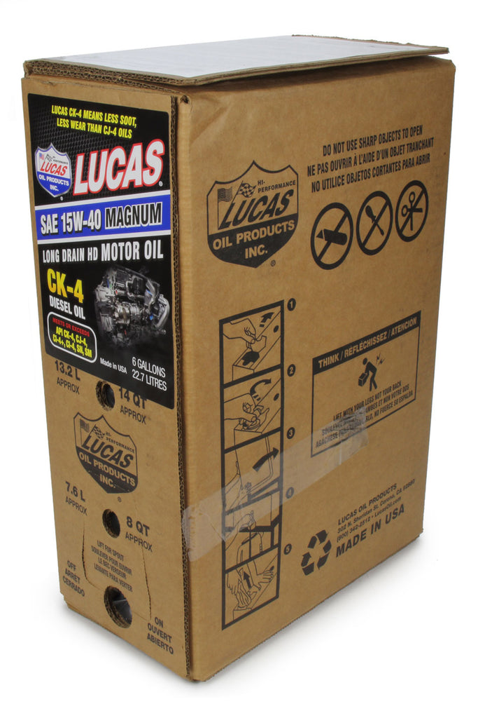 LUCAS OIL 18014 SAE 15W40 CK-4 Truck Oil 6 Gallon Bag In Box