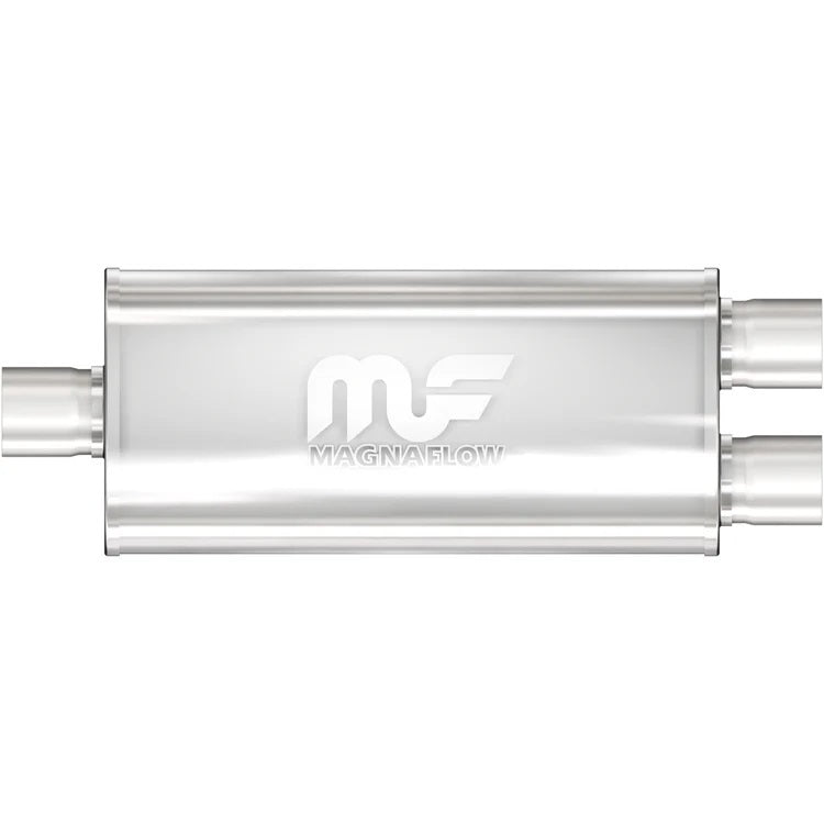 MAGNAFLOW PERF EXHAUST 12158 MagnaFlow Performance Exhaust 12158 Stainless Universal Muffler with 2.5-Inch Center Inlet and Dual Outlets