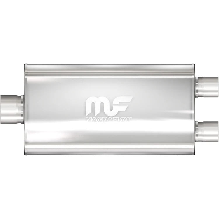 MAGNAFLOW PERF EXHAUST 12588 MagnaFlow Performance Exhaust Stainless Muffler with 3-Inch Center Inlet and Dual 2.5-Inch Outlets, Part Number 12588