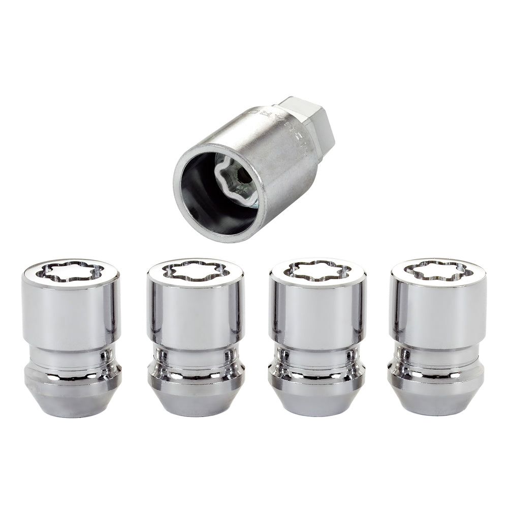 MCGARD 24154 MCGARD Wheel Lock Set 12mm x 1.25 Conical Seat with Key – Steel Chrome Finish, Pack of 4