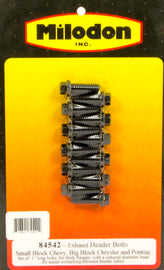 MILODON 84542 Header Bolt Kit - SBC 6pt. 3/8in x  1in