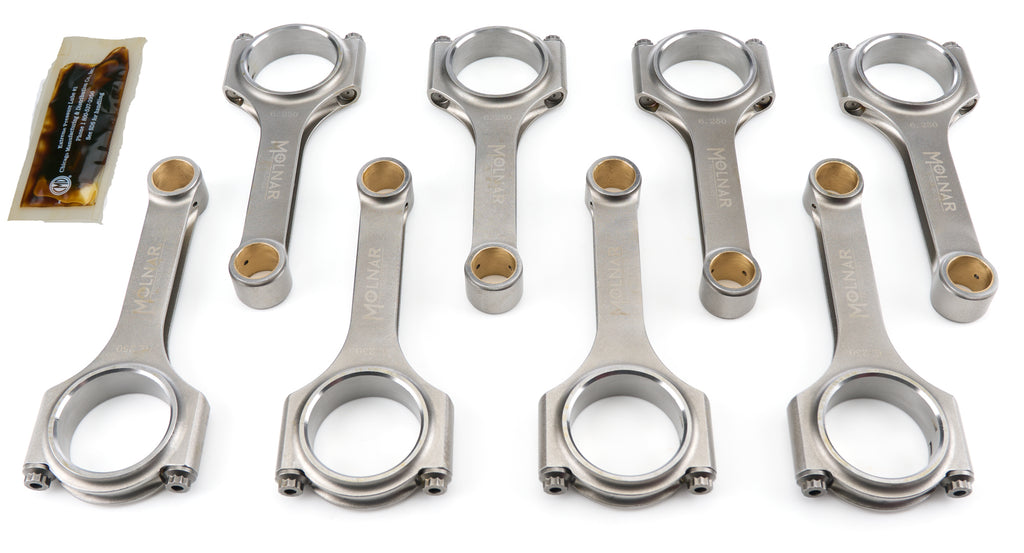 MOLNAR TECHNOLOGIES CH6250NLB8-A MOLNAR TECHNOLOGIES 6.250 in H-Beam Connecting Rod Set for Small Block Chevy - Part No. CH6250NLB8-A