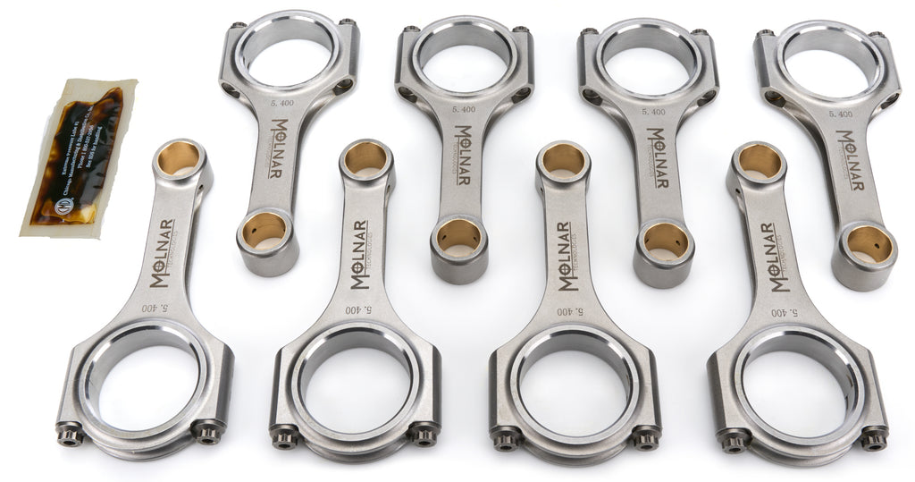 MOLNAR TECHNOLOGIES FH5400NLB-T8-A MOLNAR TECHNOLOGIES 5.400 H-Beam Connecting Rod Set for Small Block Ford (Part No. FH5400NLB-T8-A)