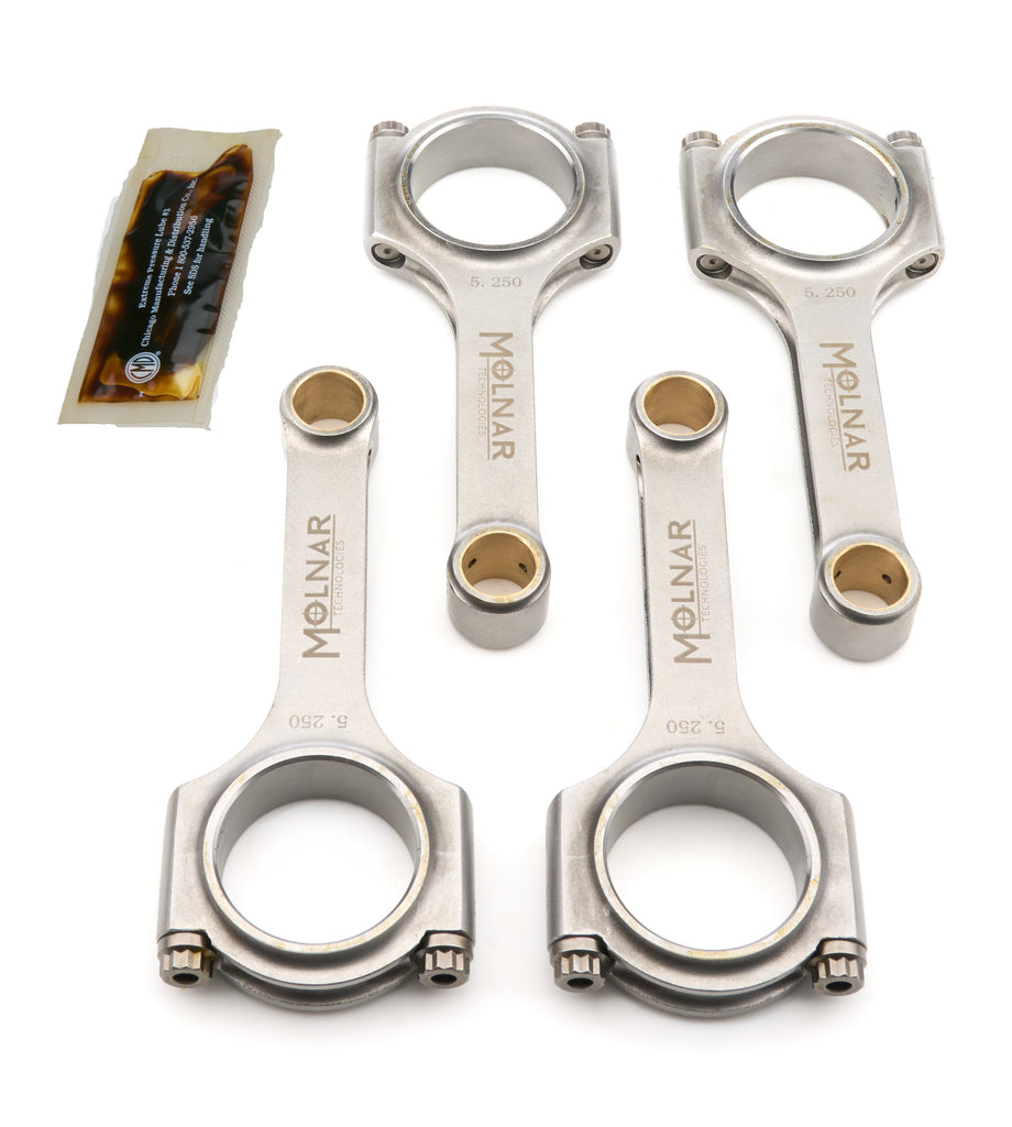 MOLNAR TECHNOLOGIES MH5250CBB4-A MOLNAR Technologies 5.250-inch H-Beam Connecting Rod Set for Mitsubishi 4G93, Billet Steel, Set of 4