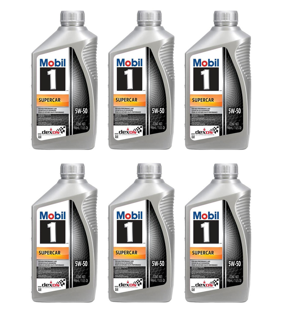 MOBIL 1 127372 Mobil 1 Supercar 5W-50 Synthetic Motor Oil, 1 Quart Bottles, Case of 6 – Part 127372