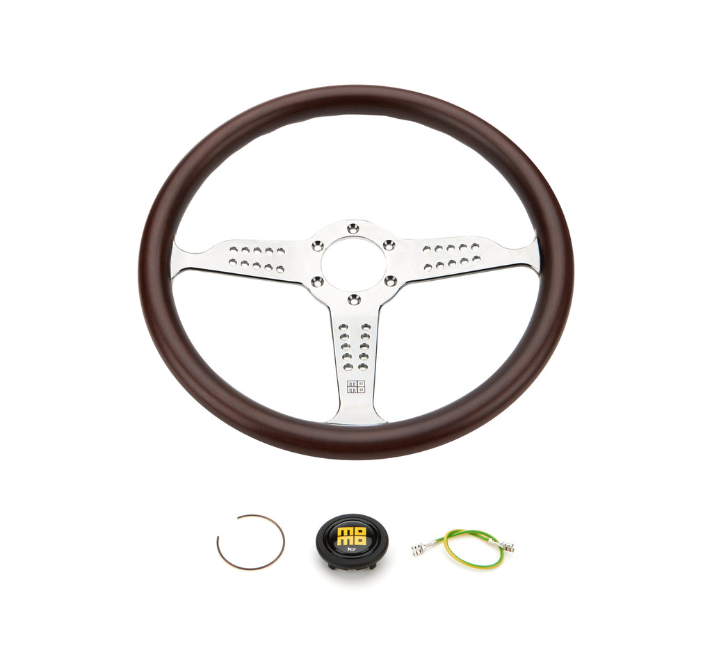 MOMO AUTOMOTIVE ACCESSORIES GRA35WD0P Super Grand Prix Steerin g Wheel Wood/Pol. Silver
