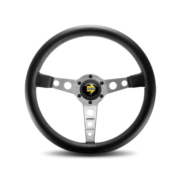 MOMO AUTOMOTIVE ACCESSORIES PRO35BK0S Prototipo Steering Wheel Leather Silver Spoke
