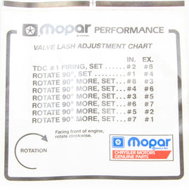 MOPAR PERFORMANCE P4452989 Valve Lash Adj. Decal