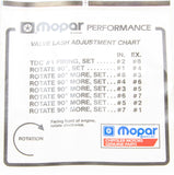 MOPAR PERFORMANCE P4452989 Valve Lash Adj. Decal